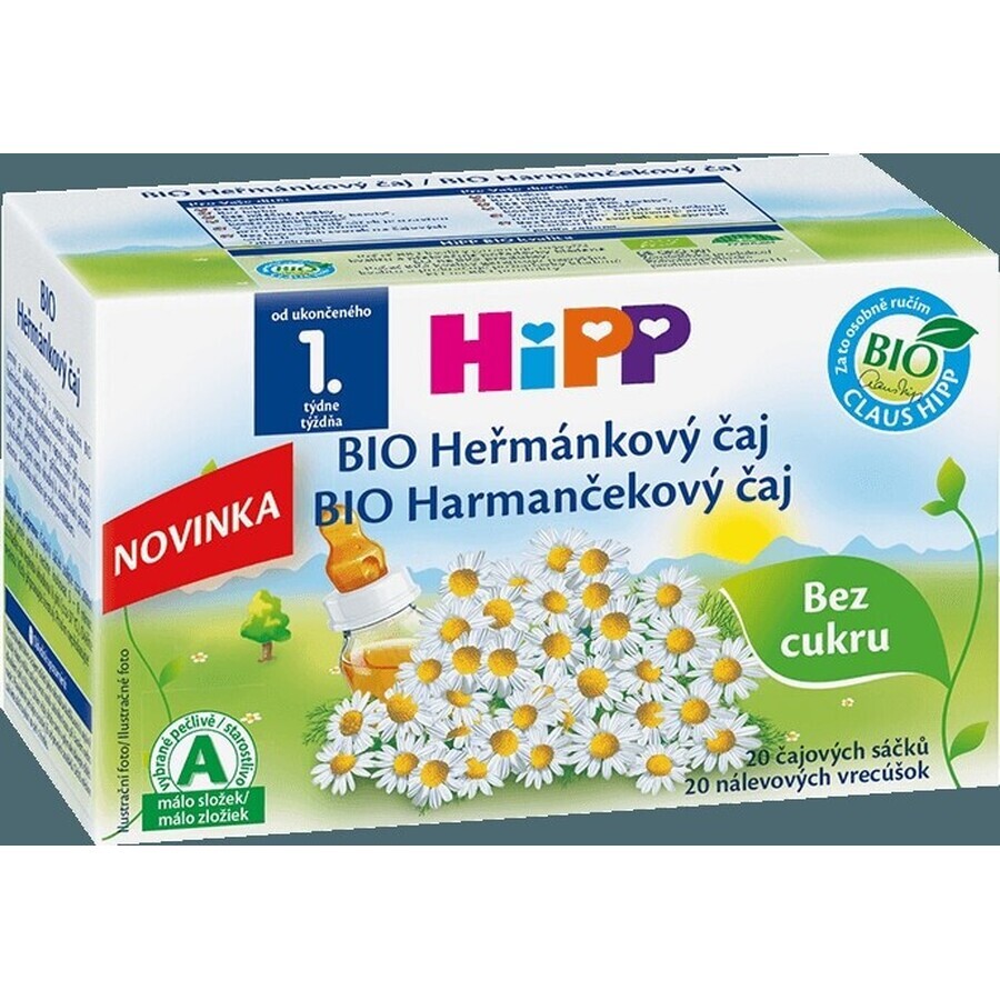 HiPP BIO Ceai de mușețel 20×1,5 g, ceai de mușețel