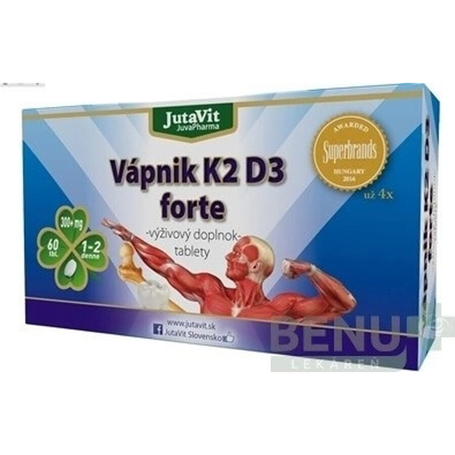 JutaVit Calcio K2 D3 forte 1×60 tbl, calcio