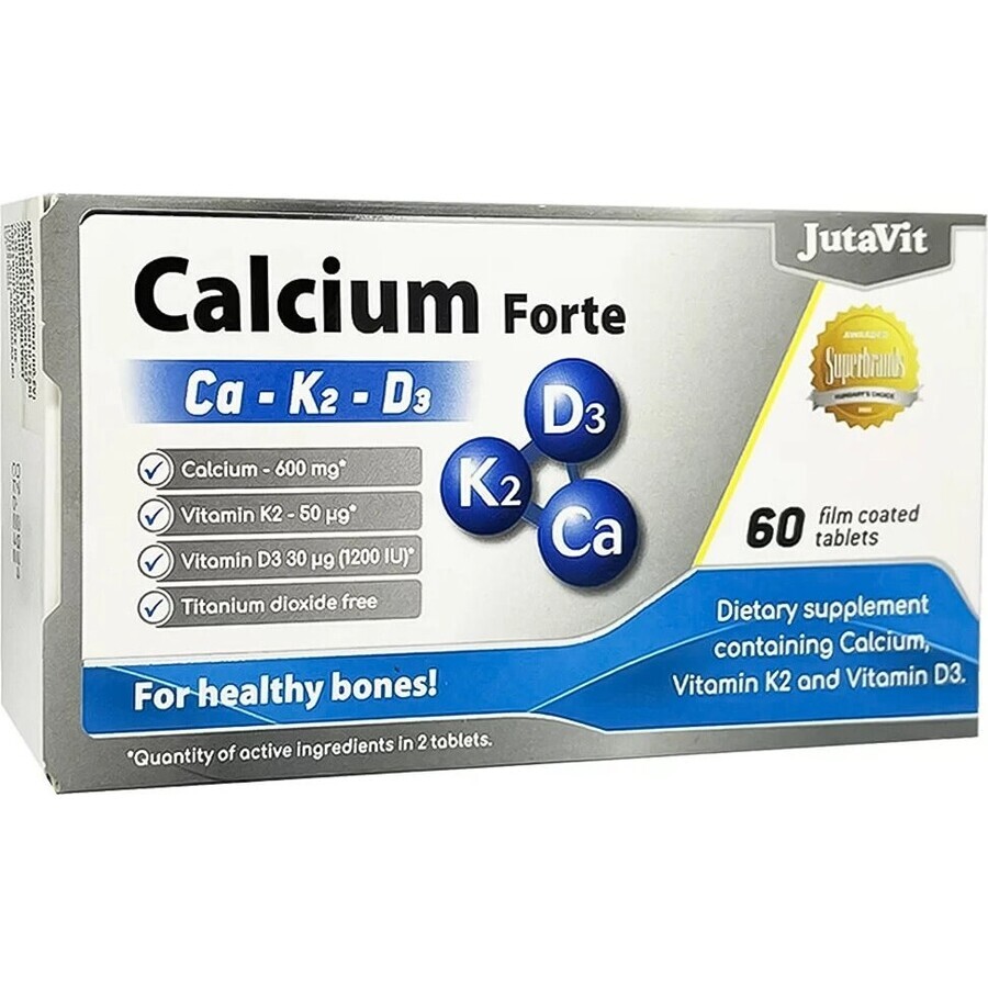 JutaVit Calcio K2 D3 forte 1×60 tbl, calcio