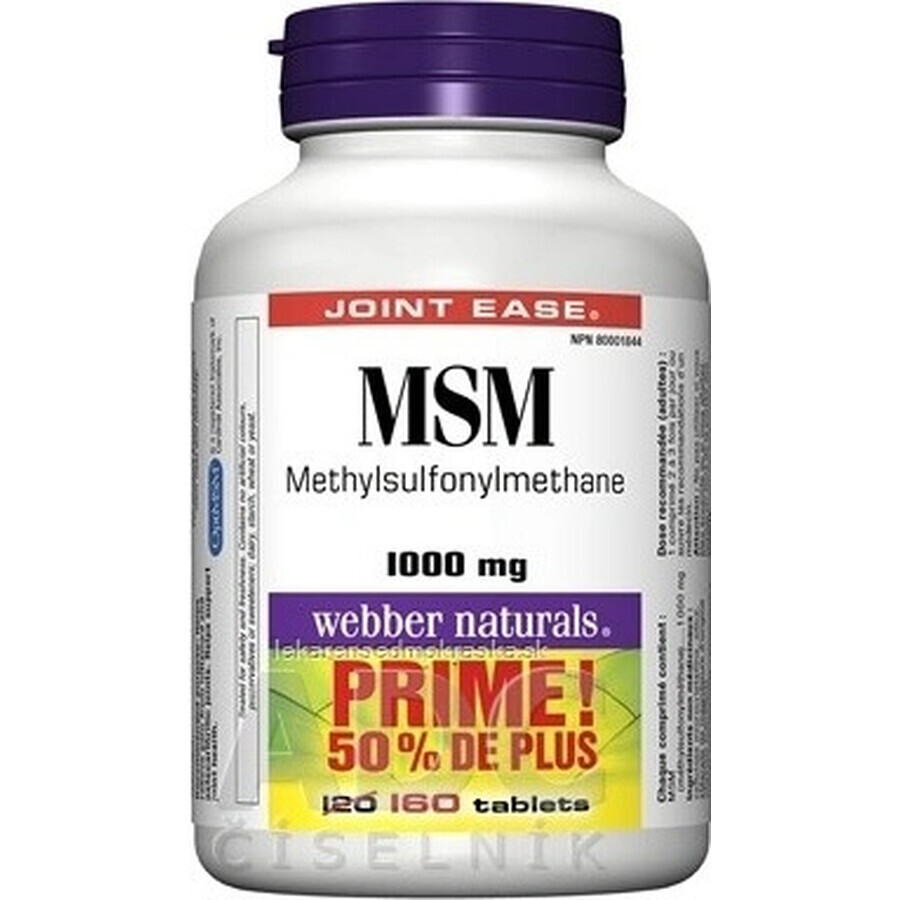 WEBBER NATURALS MSM 1000 mg BONUS 1×160 tbl, integratore alimentare