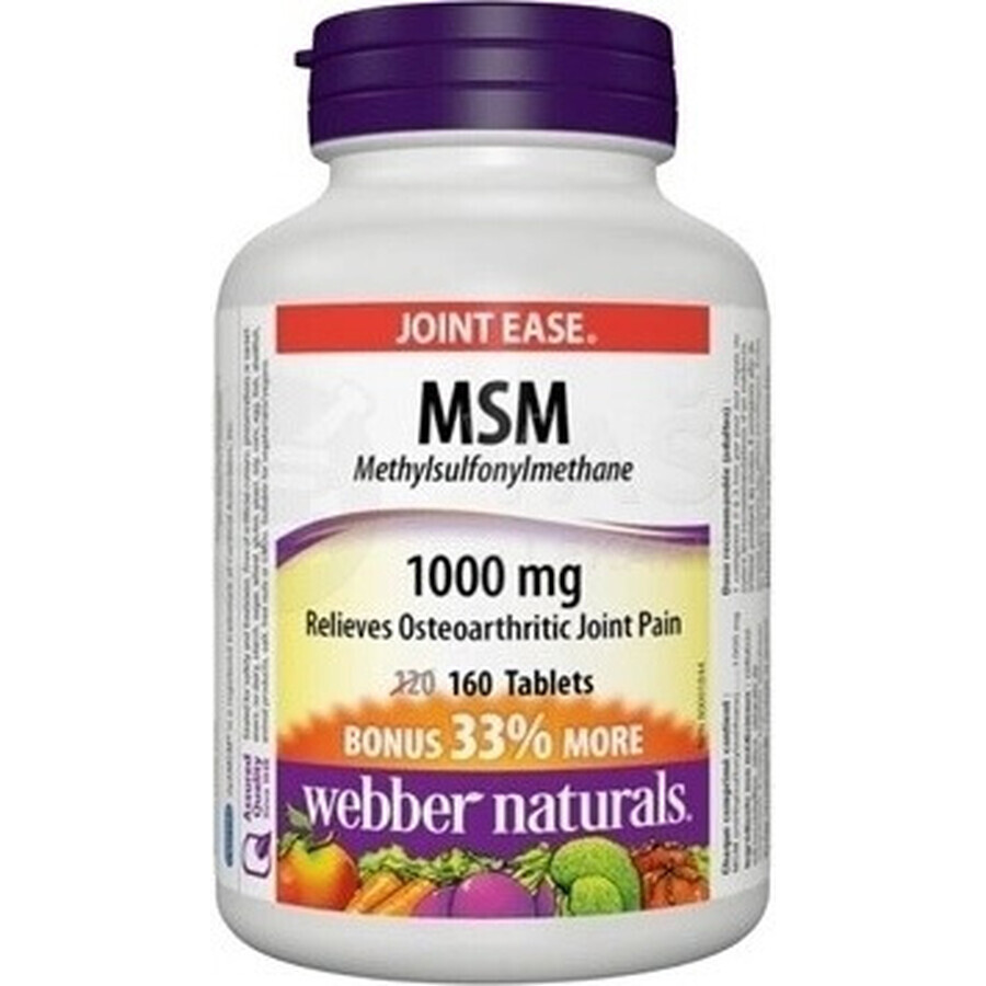 WEBBER NATURALS MSM 1000 mg BONUS 1×160 tbl, integratore alimentare