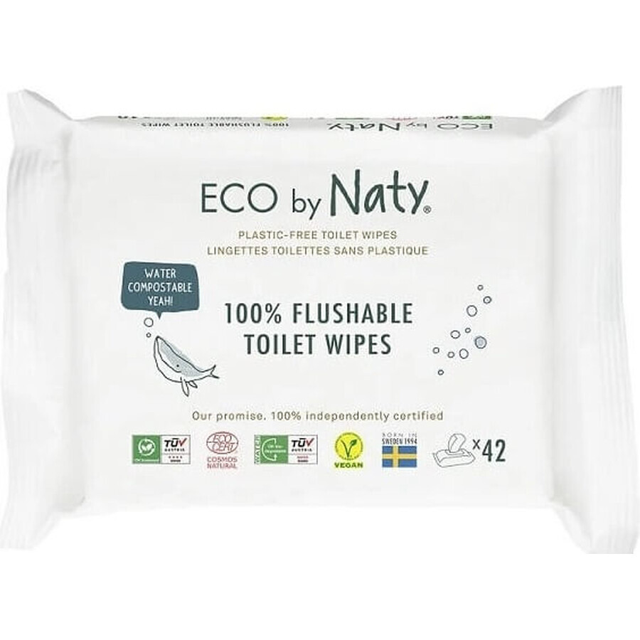 Eco by Naty Salviette umidificate con funzione di carta igienica senza profumo 1×42 pezzi, salviette umidificate