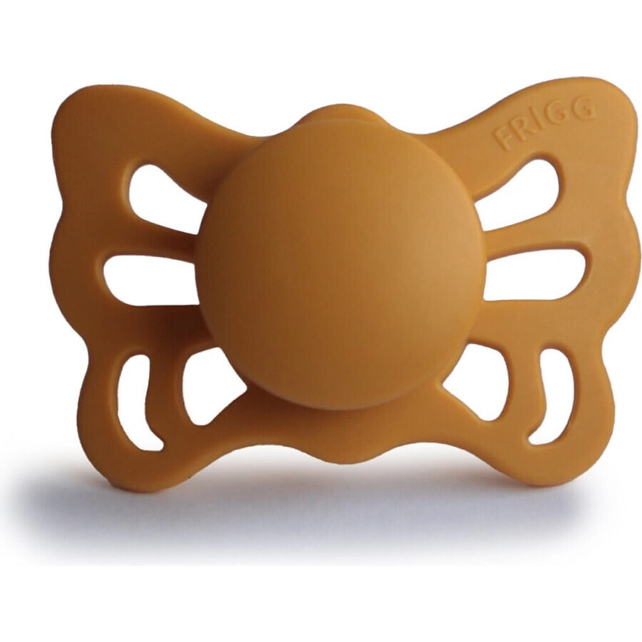 FRIGG Butterfly Succhietto anatomico in silicone Honey Gold, 0-6m 1×1 pz, succhietto in silicone