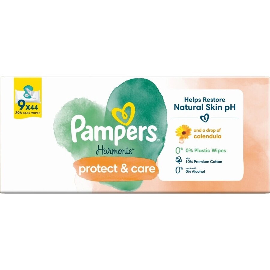 PAMPERS HARMONIE HARMONIE PROTECT&CARE WIPES 396KS 396KS 1×396 pcs, lingettes humides