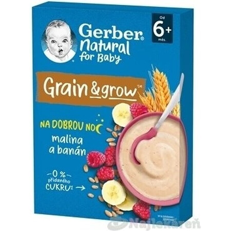 Gerber Natural Milk Porridge Weizen-Hafer 1×220 g, Himbeere und Banane (ab 6 Monaten)