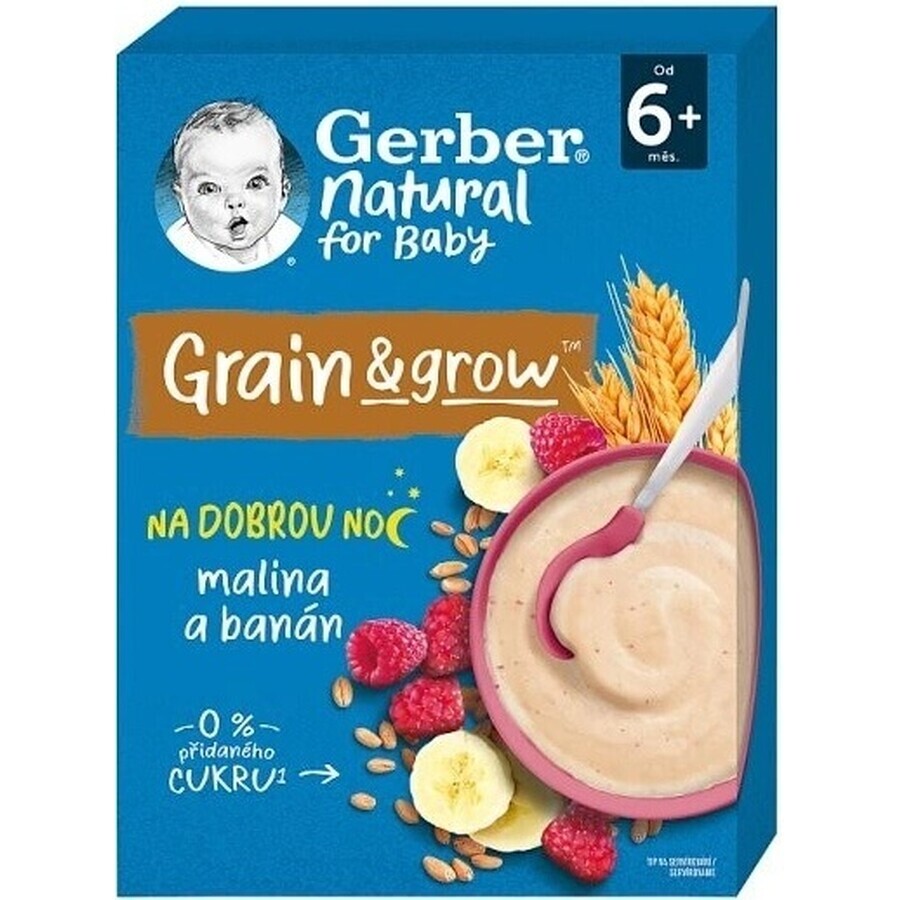 Gerber Natural Milk Porridge Weizen-Hafer 1×220 g, Himbeere und Banane (ab 6 Monaten)