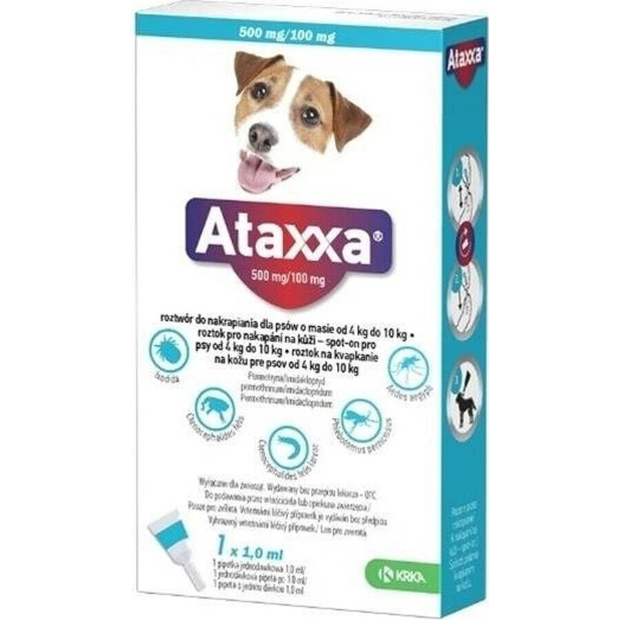 Ataxxa 500 mg/100 mg (cani da 4 kg a 10 kg) 1×1 ml, soluzione per cani