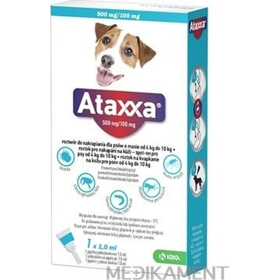 Ataxxa 500 mg/100 mg (cani da 4 kg a 10 kg) 1×1 ml, soluzione per cani