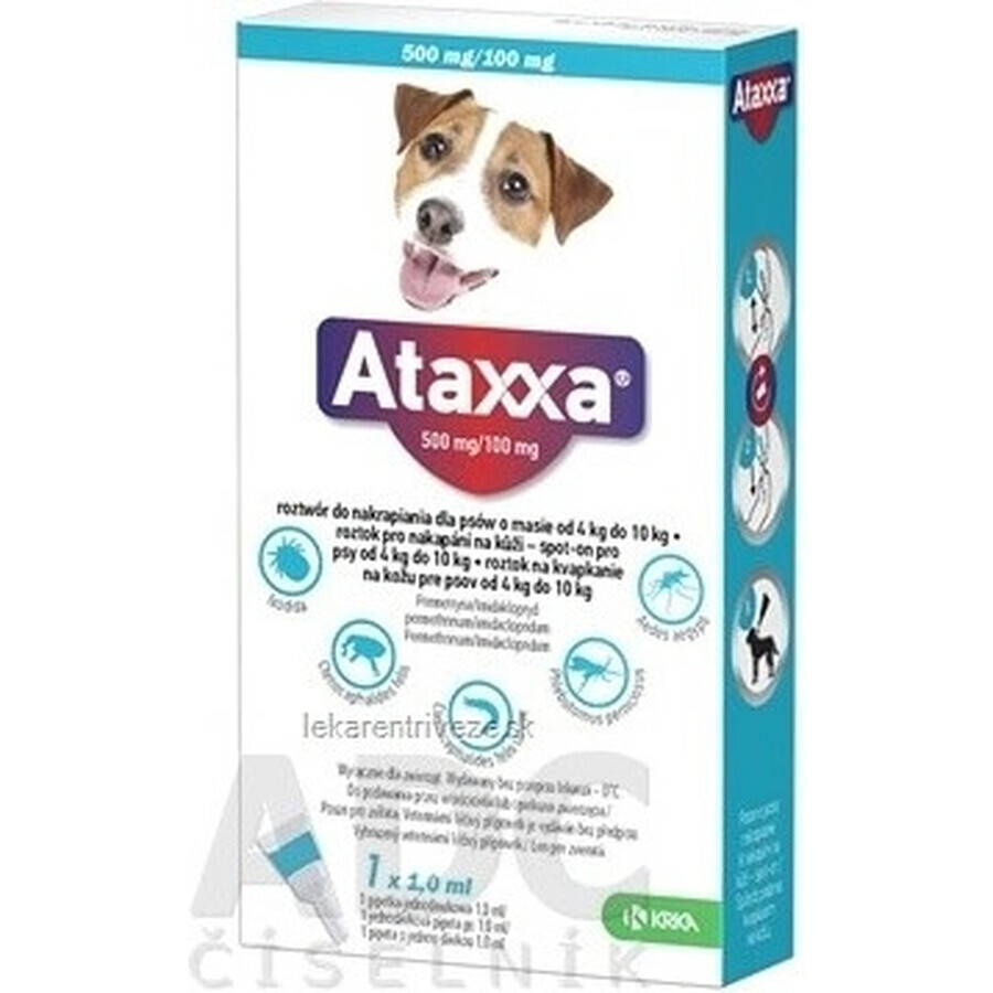 Ataxxa 500 mg/100 mg (cani da 4 kg a 10 kg) 1×1 ml, soluzione per cani