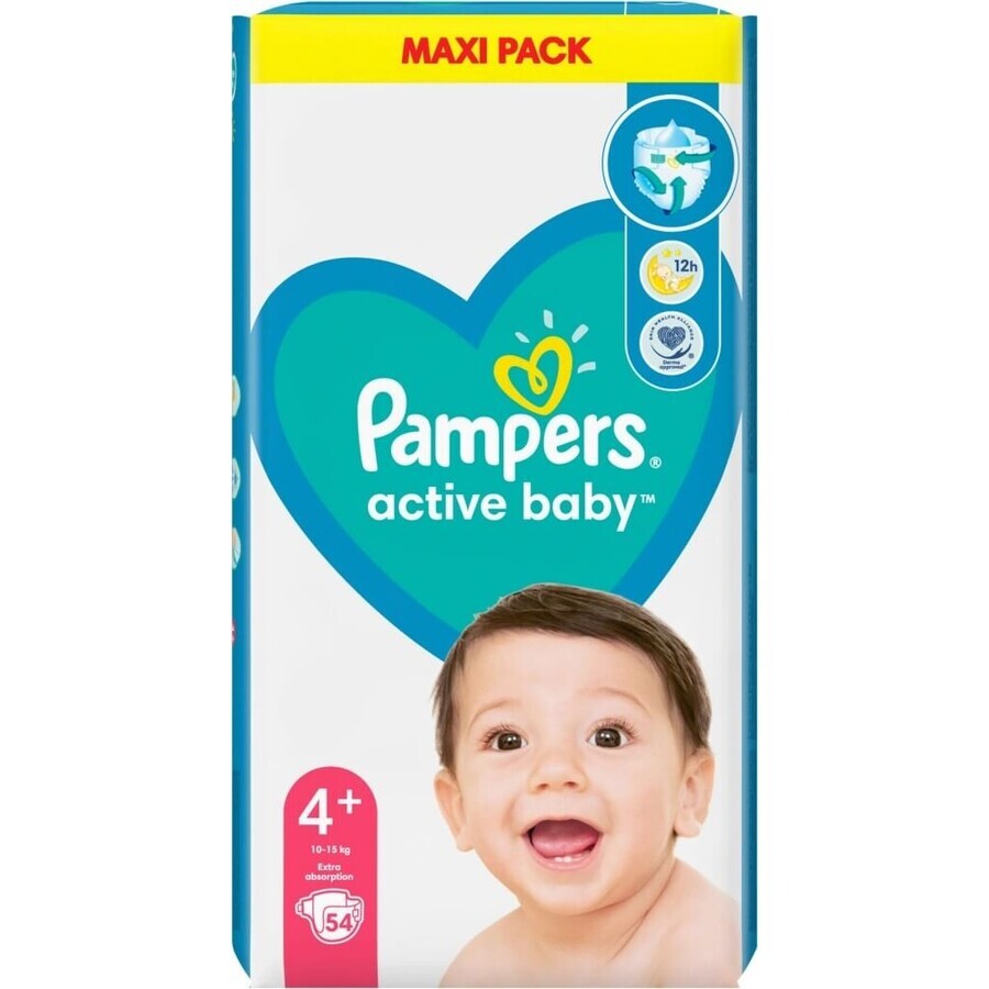 Pampers Active Baby MP S4+ 1×54 buc, mărimea S4+, scutece pentru copii