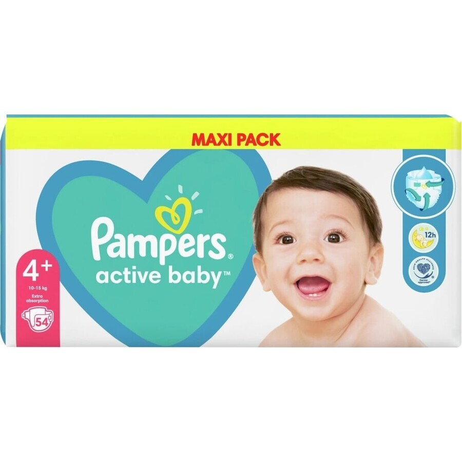 Pampers Active Baby MP S4+ 1×54 buc, mărimea S4+, scutece pentru copii