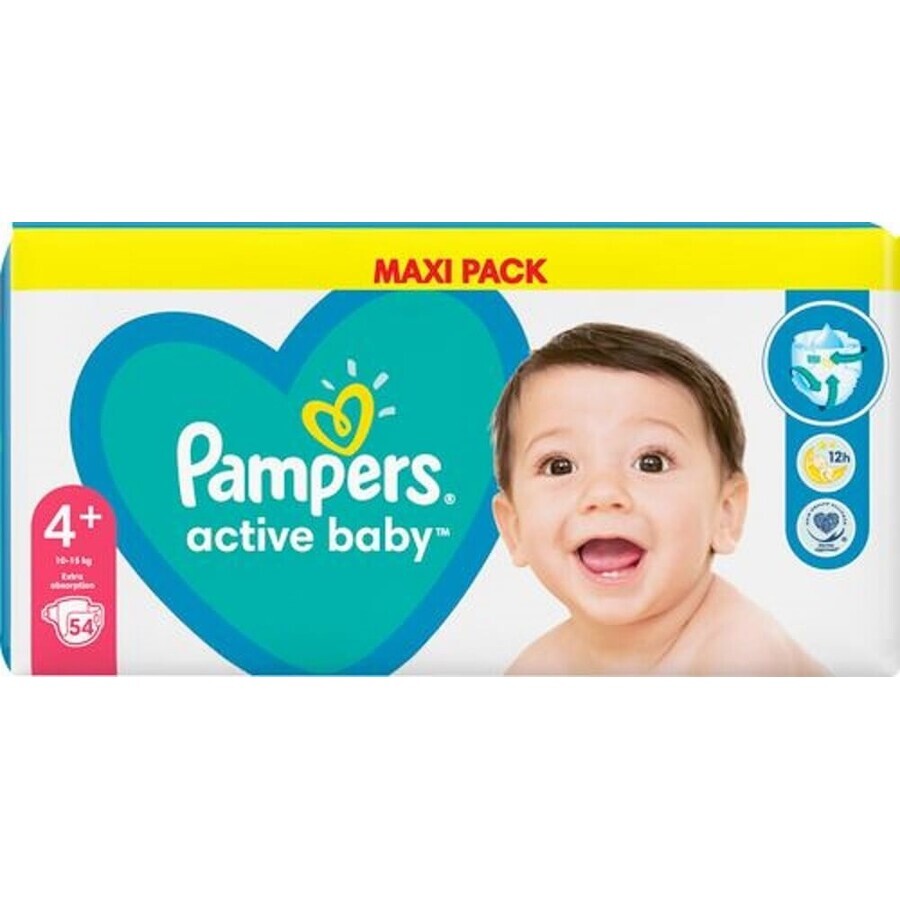 Pampers Active Baby MP S4+ 1×54 buc, mărimea S4+, scutece pentru copii