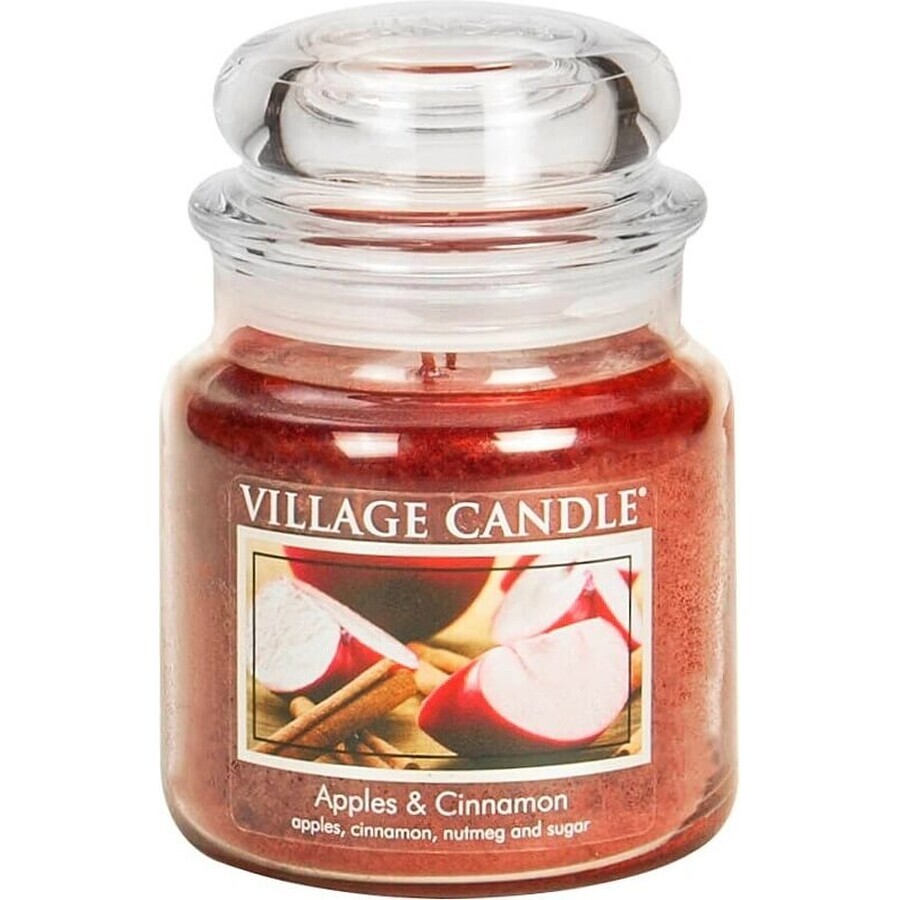 Village Candle Candela profumata in vetro - Mela e cannella, media 1×1 pz.