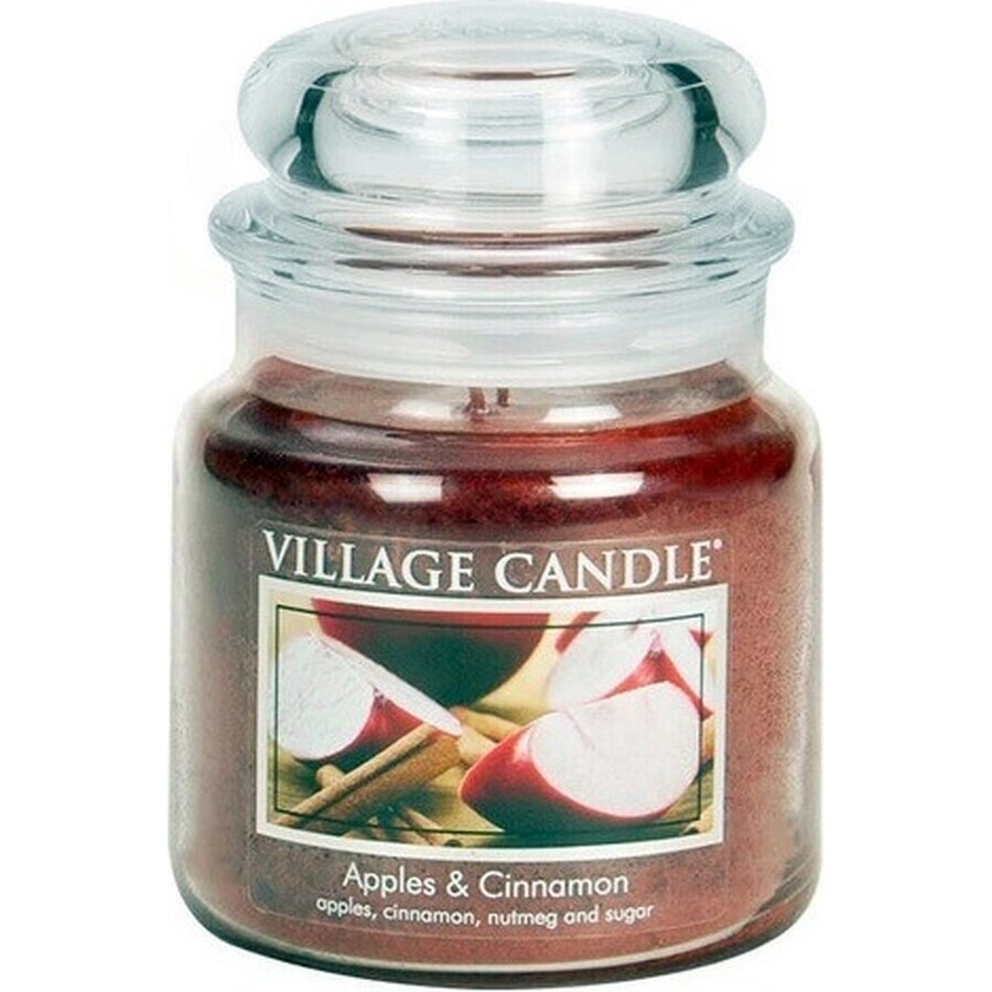 Village Candle Candela profumata in vetro - Mela e cannella, media 1×1 pz.