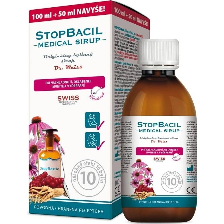 STOPBACIL Medical sciroppo per la tosse Dr Weiss 1×150 ml, sciroppo per la tosse