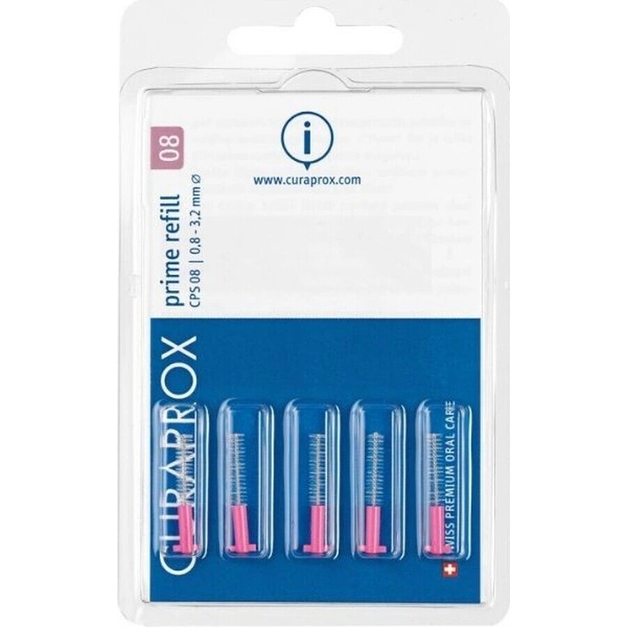 CURAPROX CPS 08 prime plus pink 1×1 set, brosses interdentaires 5 pcs + support UHS 451