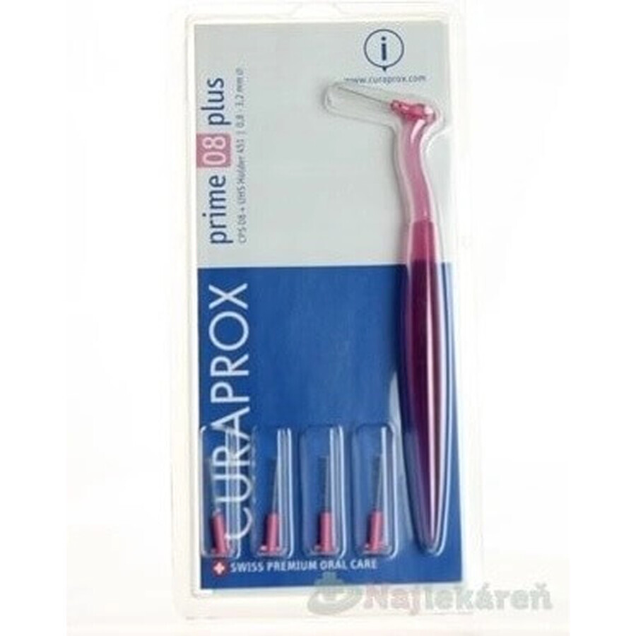 CURAPROX CPS 08 prime plus pink 1×1 set, brosses interdentaires 5 pcs + support UHS 451