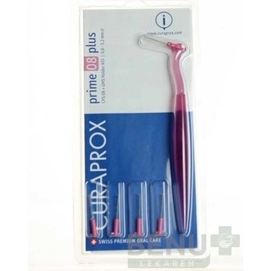 CURAPROX CPS 08 prime plus pink 1×1 set, brosses interdentaires 5 pcs + support UHS 451