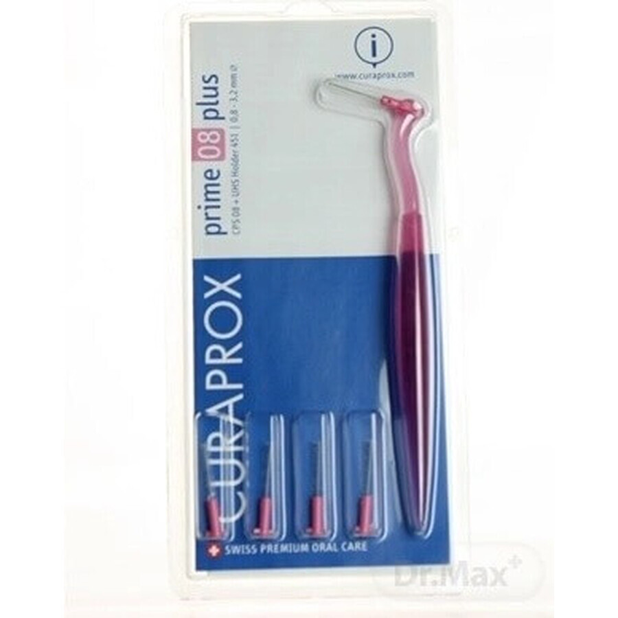 CURAPROX CPS 08 prime plus pink 1×1 set, brosses interdentaires 5 pcs + support UHS 451