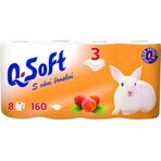 Hârtie igienică Q SOFT 3 straturi 1×8 bucăți, aromă de piersică