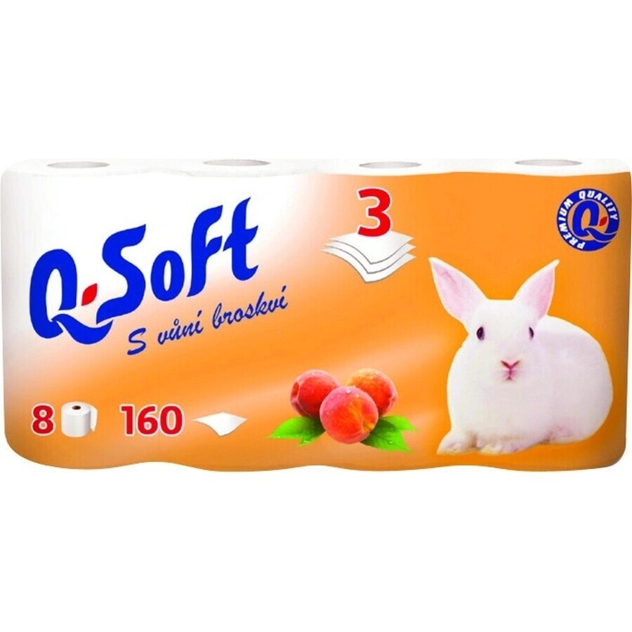 Hârtie igienică Q SOFT 3 straturi 1×8 bucăți, aromă de piersică