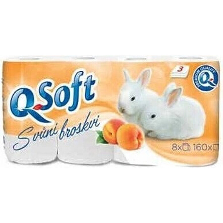 Hârtie igienică Q SOFT 3 straturi 1×8 bucăți, aromă de piersică