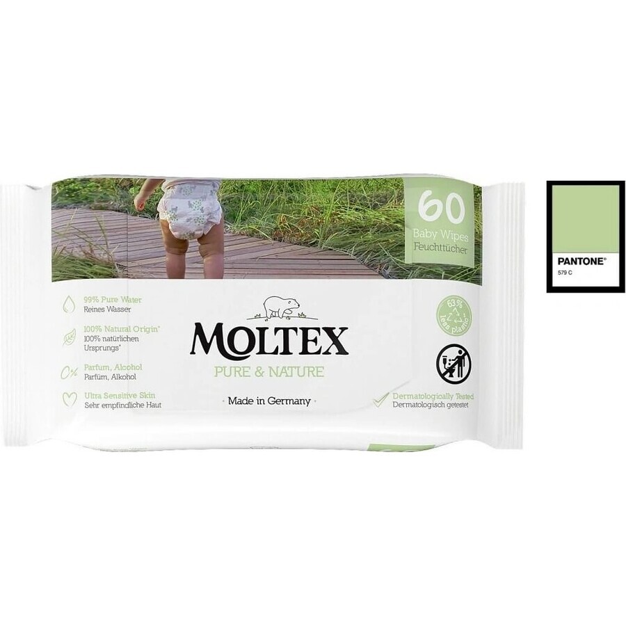 Moltex Pure & Nature EKO Salviette umidificate a base d'acqua 1×60 pz, salviette umidificate