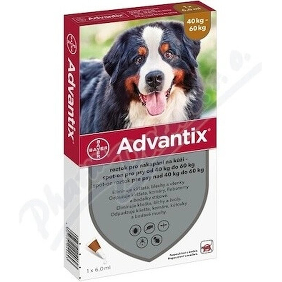 Advantix Spot-on pour chiens de 40 à 60 kg (1 pipette) 1x6 ml