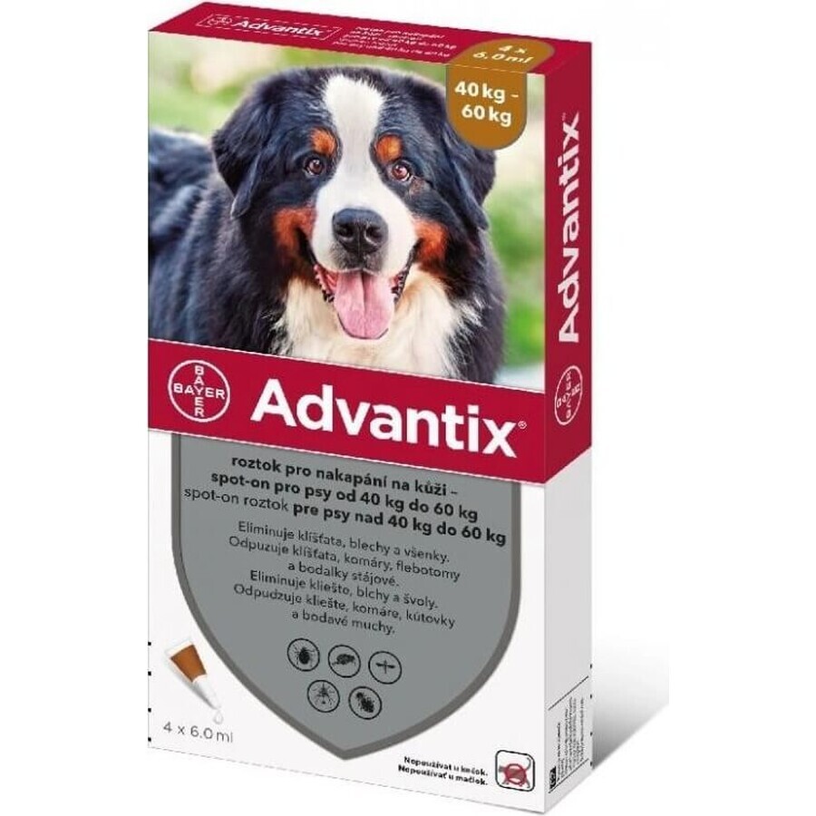 Advantix Spot-on pour chiens de 40 à 60 kg (1 pipette) 1x6 ml