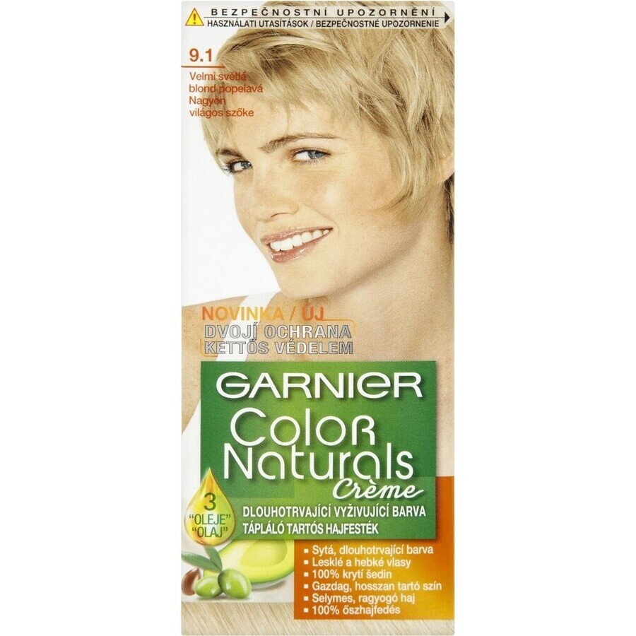 Garnier Color Naturals Colore Permanente per Capelli 9.1 Biondo Chiarissimo Biondo Cenere 1×1 pezzo, colore per capelli