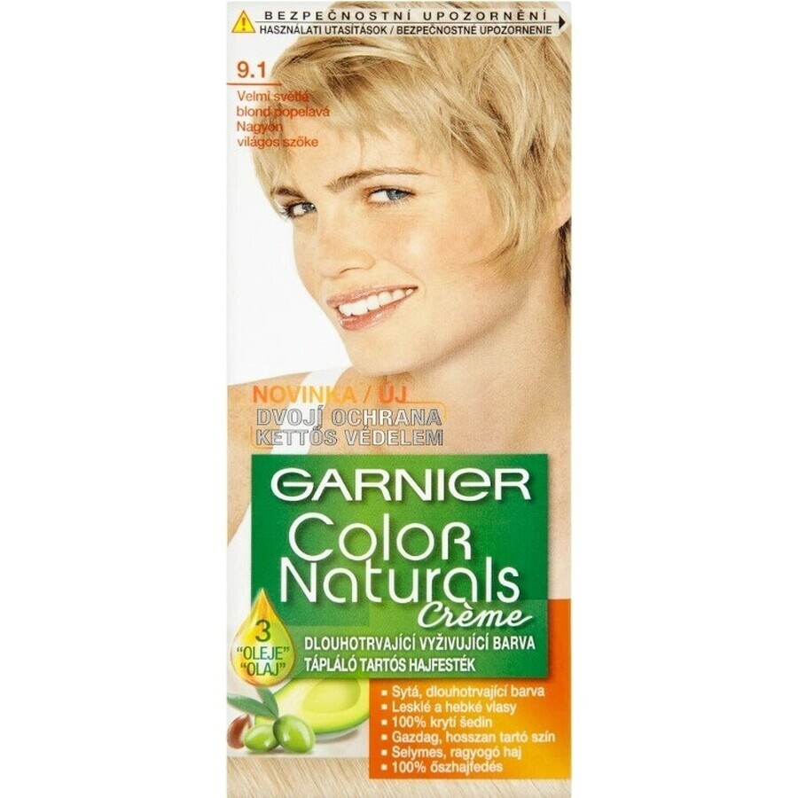 Garnier Color Naturals Colore Permanente per Capelli 9.1 Biondo Chiarissimo Biondo Cenere 1×1 pezzo, colore per capelli