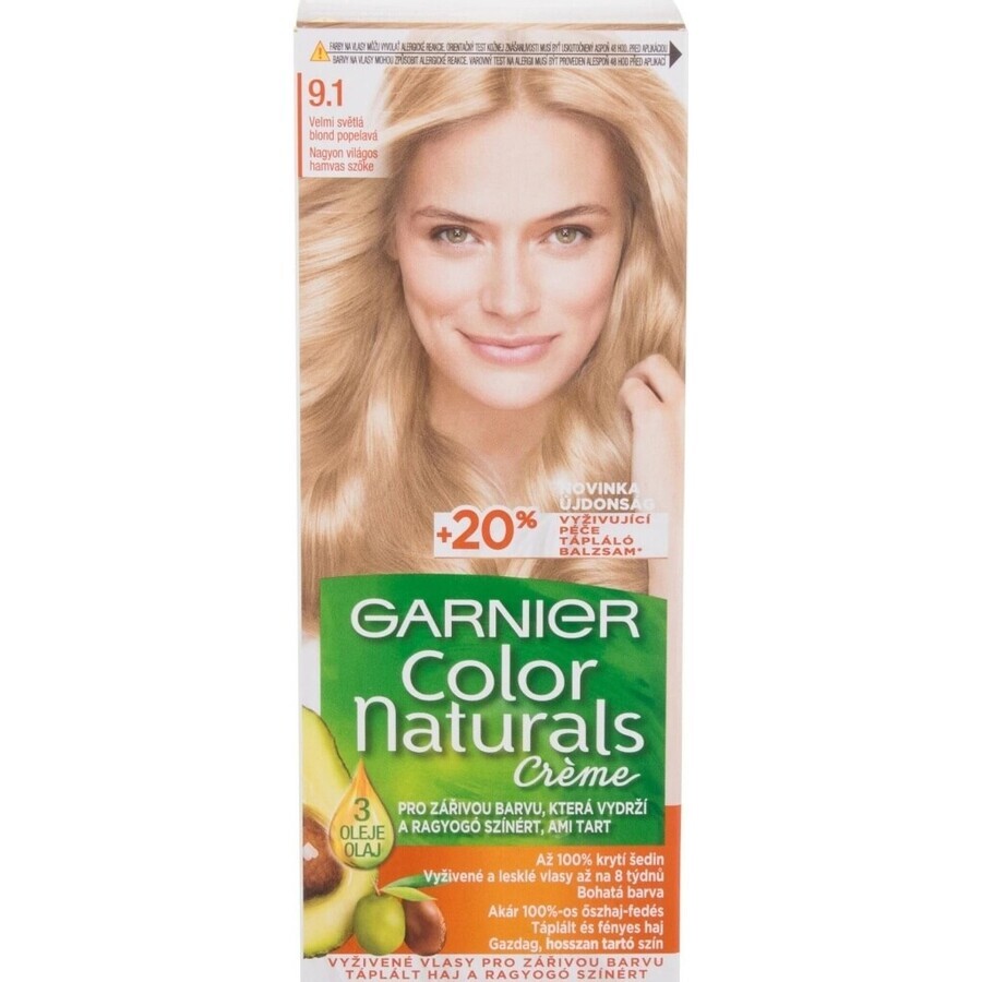 Garnier Color Naturals Colore Permanente per Capelli 9.1 Biondo Chiarissimo Biondo Cenere 1×1 pezzo, colore per capelli