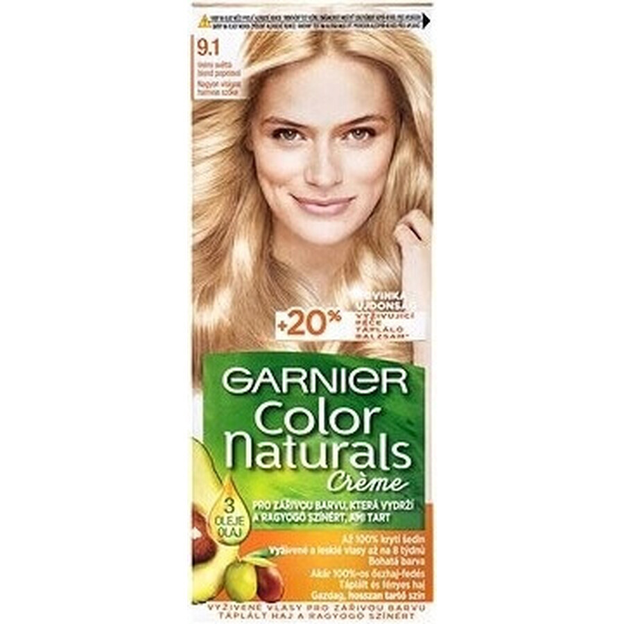 Garnier Color Naturals Colore Permanente per Capelli 9.1 Biondo Chiarissimo Biondo Cenere 1×1 pezzo, colore per capelli