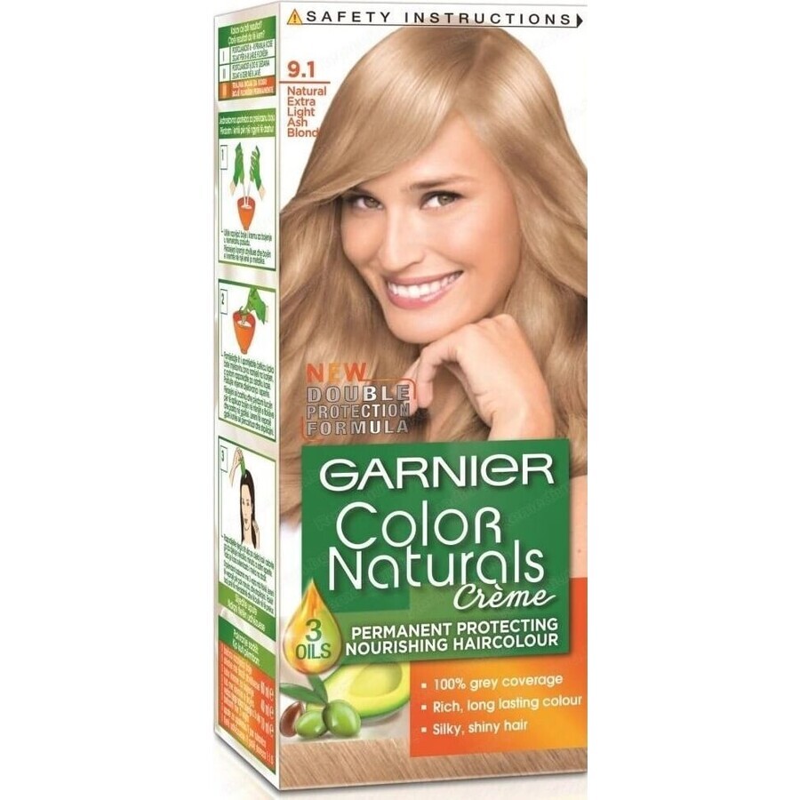 Garnier Color Naturals Colore Permanente per Capelli 9.1 Biondo Chiarissimo Biondo Cenere 1×1 pezzo, colore per capelli