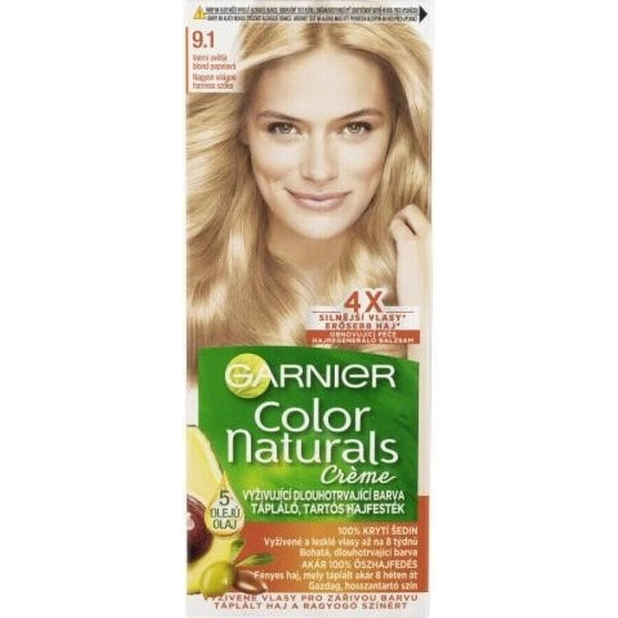 Garnier Color Naturals Colore Permanente per Capelli 9.1 Biondo Chiarissimo Biondo Cenere 1×1 pezzo, colore per capelli