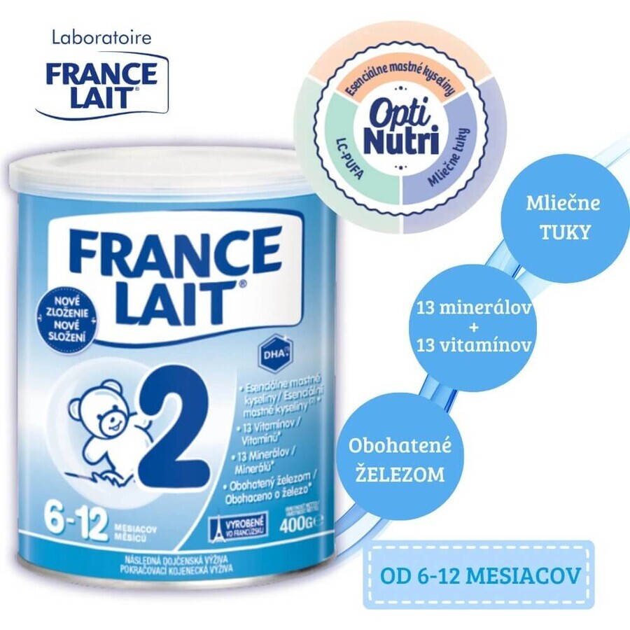 France Lait 2 opvolgzuigelingenvoeding van 6-12 maanden 1×400 g, melkvoeding vanaf 6 maanden