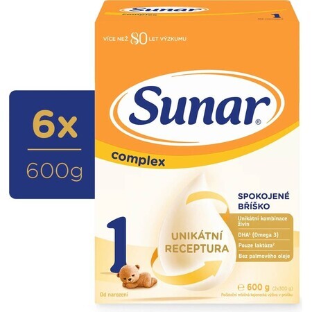 Sunar Complex 1 6×600 g, lapte pentru sugari, de la naștere