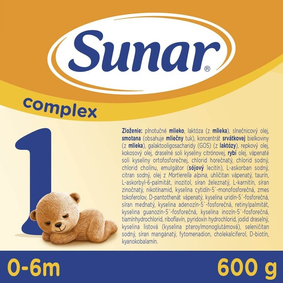 Sunar Complex 1 6×600 g, lapte pentru sugari, de la naștere