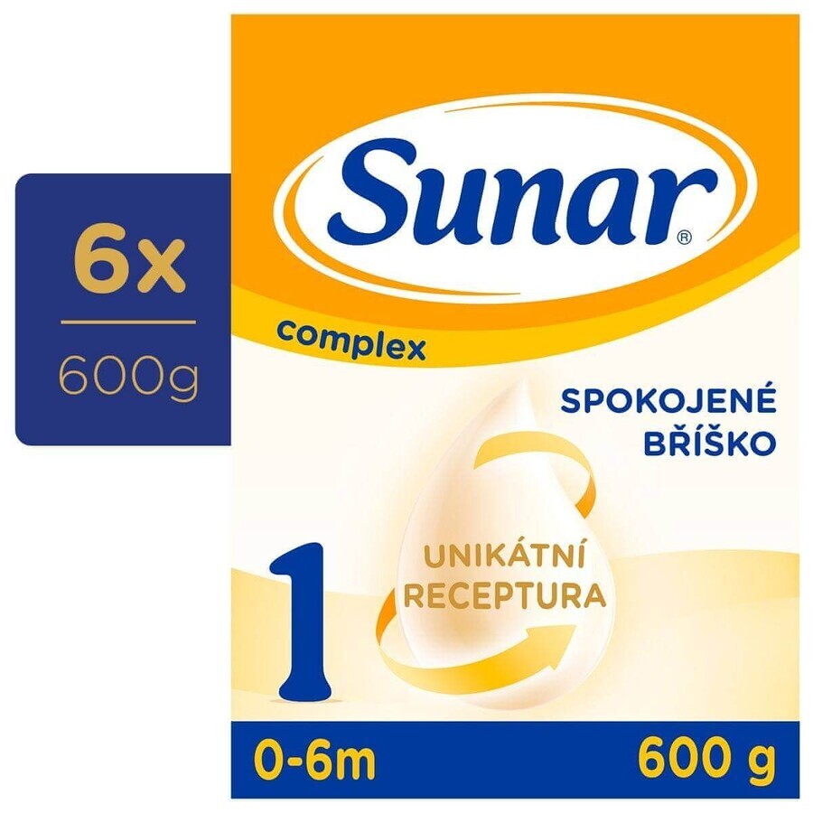 Sunar Complex 1 6×600 g, lapte pentru sugari, de la naștere