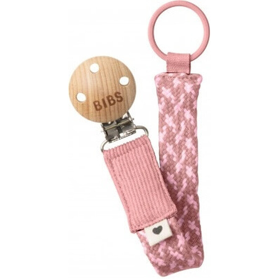 BIBS Paci Paci Braid clip para chupete, Dusty Pink / Baby Pink 1×1pc, clip para chupete rosa