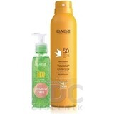 BABÉ SUN Spray solare SPF 50 + gel di aloe vera, set 1x1 1x200 + 90 ml, spray solare + regalo: gel rinfrescante