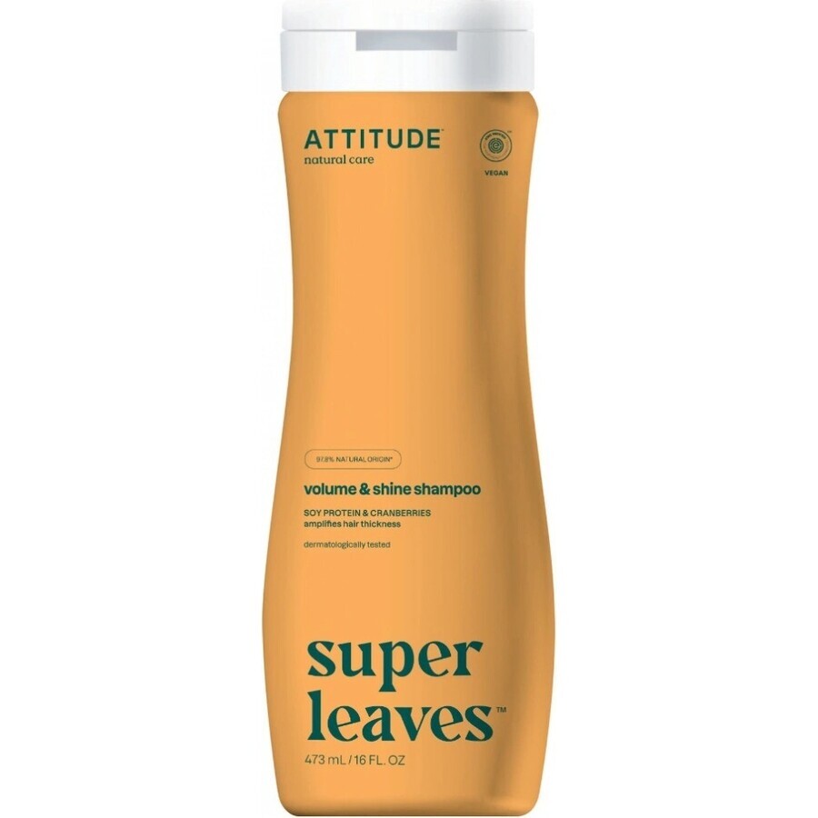 ATTITUDE Shampoo naturale Super leaves con effetto detossinante - lucentezza e volume per capelli fini 1×473 ml, shampoo naturale