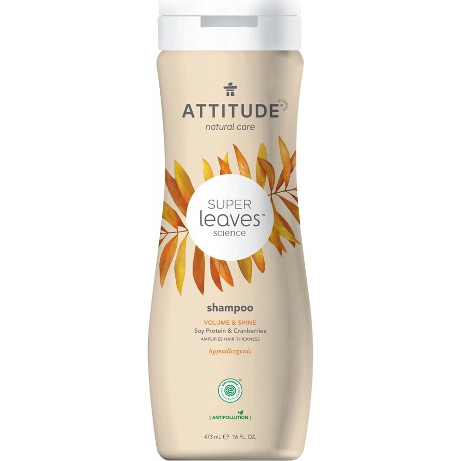 ATTITUDE Shampoo naturale Super leaves con effetto detossinante - lucentezza e volume per capelli fini 1×473 ml, shampoo naturale