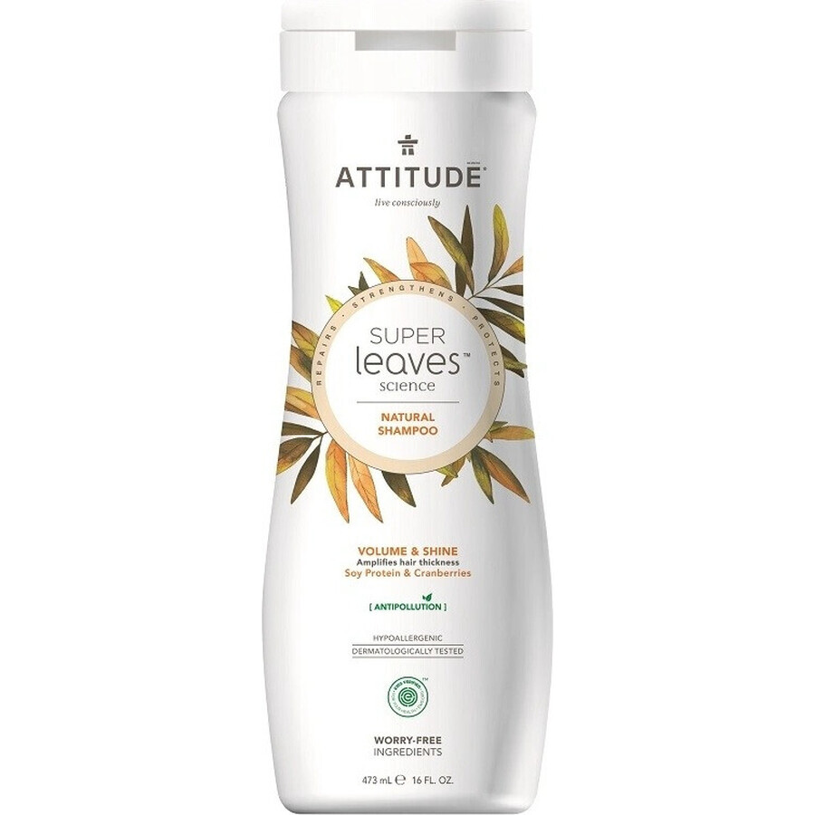 ATTITUDE Shampoo naturale Super leaves con effetto detossinante - lucentezza e volume per capelli fini 1×473 ml, shampoo naturale