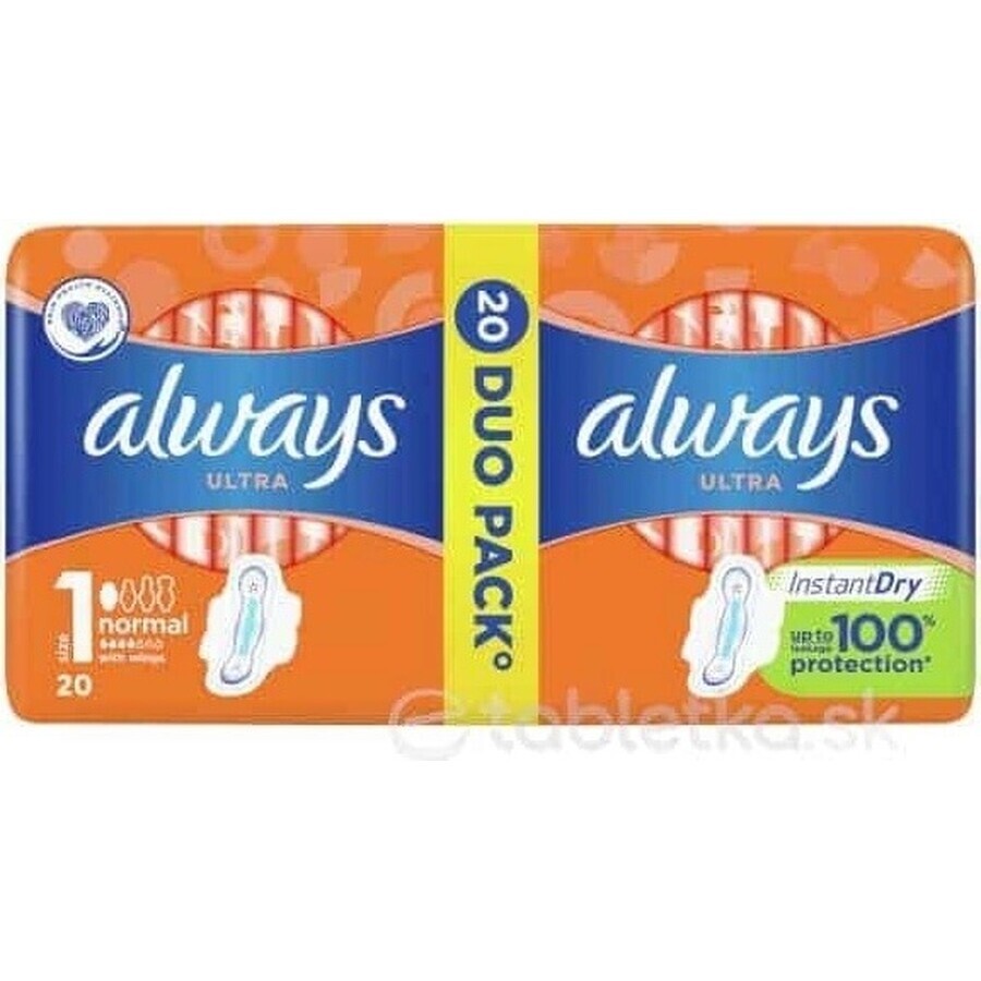 Always Ultra Duo 20 pcs Normal Plus 1×20 pcs, menstrual pads