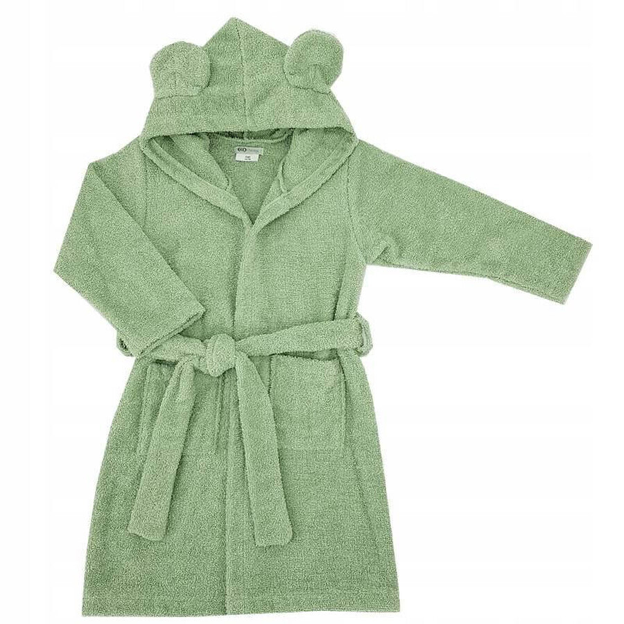 EKO Accappatoio in cotone con cappuccio e orecchie verde oliva misura 104-110 1×1 pz, accappatoio per bambini