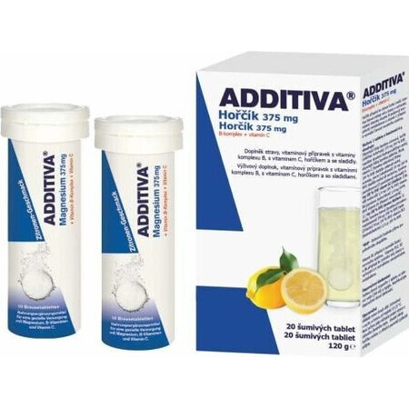 ADDITIVA Magnesio 375 mg + complesso B + vitamina C 1×20 tbl, Magnesio + complesso B + vitamina C