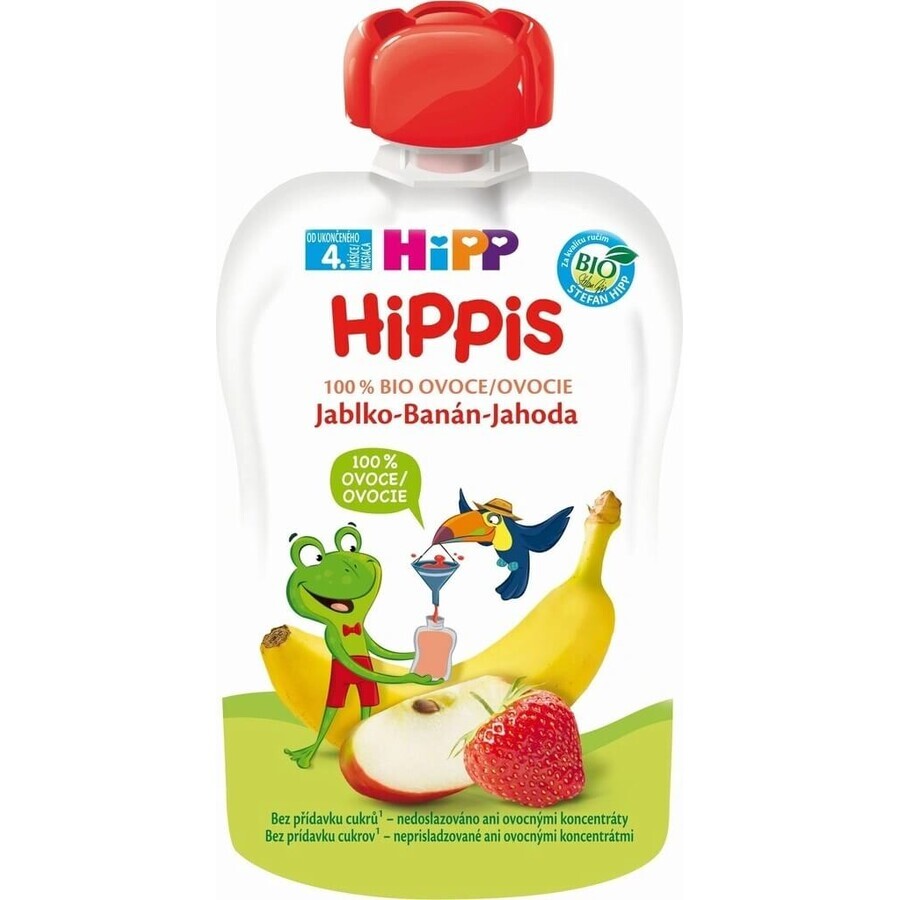 HiPPis 100% fruta HiPPis manzana plátano fresa 1×100 g, snack de fruta