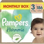 PAMPERS HARMONIE BABY DIAPERS V.3 6-10KG 186KS 1×186 buc, scutece în mărimea 3