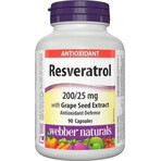 WEBBER NATURALS Resveratrol 200 mg 1×90 cps, complemento alimenticio